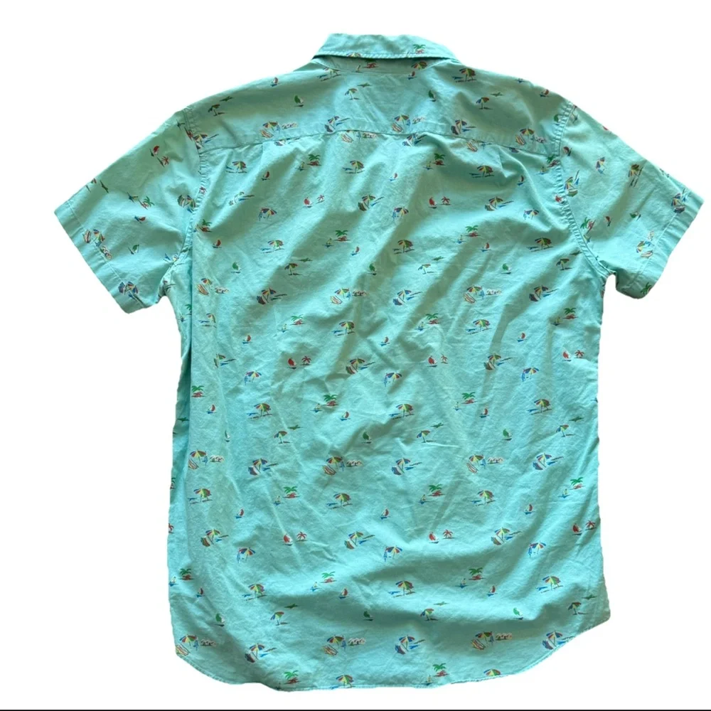 J.Crew Men's Slim Fit Beach Umbrella Print Short Sleeve Button-Down Shirt Medium
